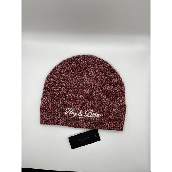 Rag & Bone Women\'s Wool Blend Heritage Beanie Winter Hat Burgundy $165